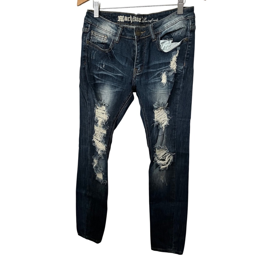 Machine Distressed Jeans Size 7 - Picture 2 of 9